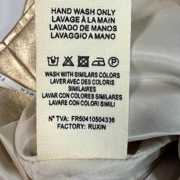 FRNCH Paris Gold Vegan Leather Pencil Skirt Women’s Small Metallic Midi - Picture 8 of 8